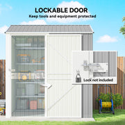 7' x 6' Tall Outdoor Storage Shed, Waterproof Metal Garden Shed with Gloves, Lockable Door, Silver Grey