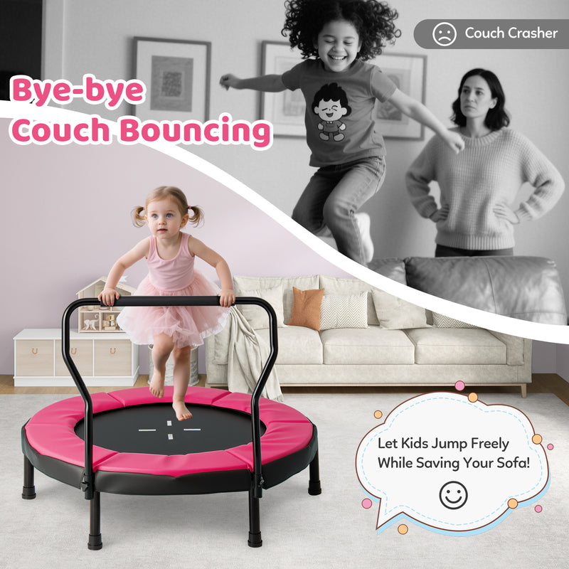 Costway - 40 Inch Trampoline for Kids Indoor Outdoor Fitness Trampoline-Pink