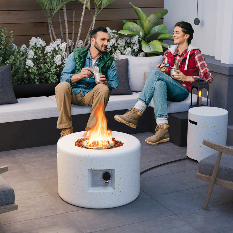 Costway - 40 000 BTU Fire Pit Table Set with Hideaway Tank Holder
