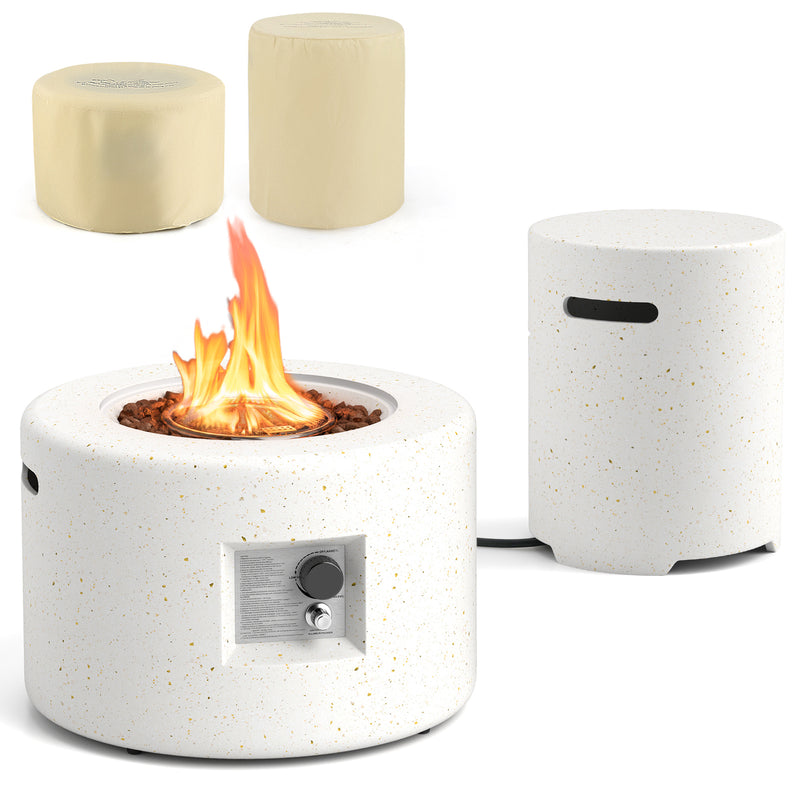 Costway - 40 000 BTU Fire Pit Table Set with Hideaway Tank Holder