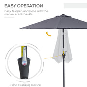 8.5FT Patio Umbrella, Round Garden Parasol with 6 Ribs, Market Sunshade Tilt Canopy w/ Crank Handle for Outdoor, Grey