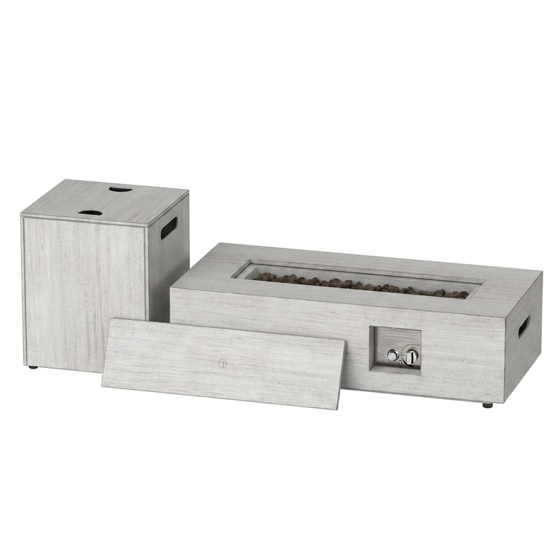 Costway - 42 Inch 50 000 BTU Outdoor Rectangular Fire Table with Tank Holder