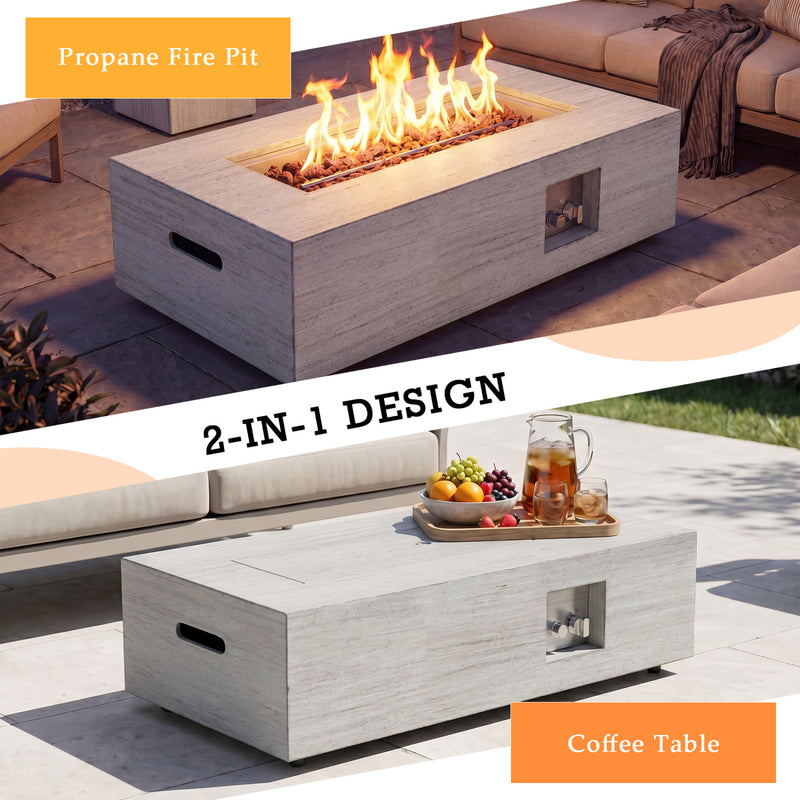 Costway - 42 Inch 50 000 BTU Outdoor Rectangular Fire Table with Tank Holder