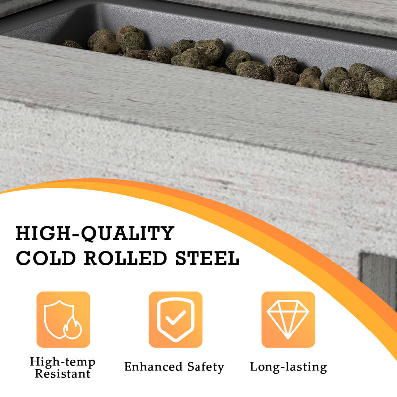 Costway - 42 Inch 50 000 BTU Outdoor Rectangular Fire Table with Tank Holder