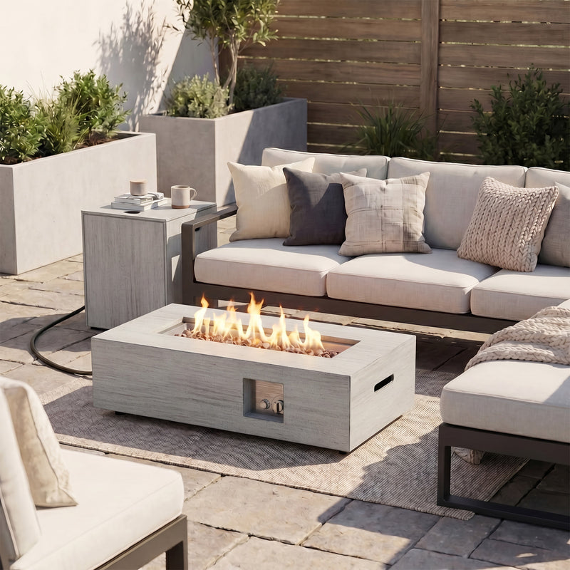 Costway - 42 Inch 50 000 BTU Outdoor Rectangular Fire Table with Tank Holder