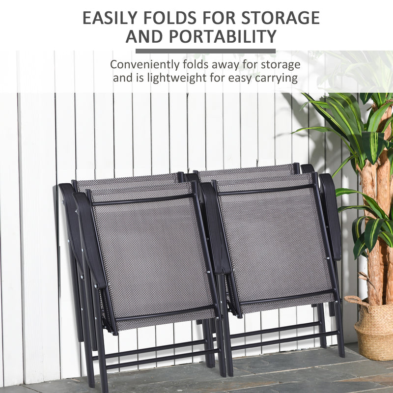 Outsunny - 2-Piece Folding Dining Chair Set for Relaxing on Patio, Balcony, or Garden, Comfortable Outdoor Furniture with Armrests, Black