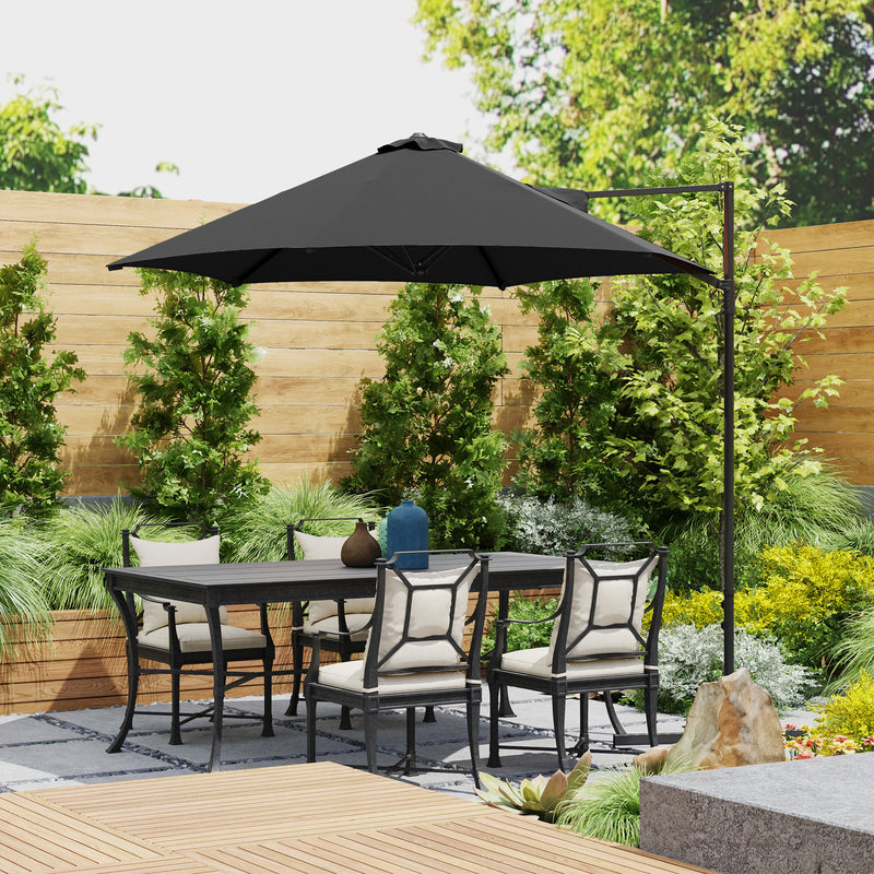 8.5FT Offset Patio Umbrella 360° Rotation Cantilever Parasol Outdoor Cantilever Roma Parasol Φ100.8" x 96.5"H Black
