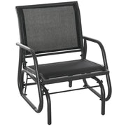 Outsunny - Patio Glider Outdoor Glider Chair with Breathable Mesh Seat & Backrest, Armrests and Metal Frame, Black