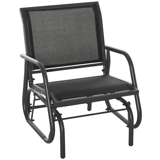 Outsunny - Patio Glider Outdoor Glider Chair with Breathable Mesh Seat & Backrest, Armrests and Metal Frame, Black