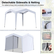 Costway - Pop up Canopy Tent wiht 4 Sidewalls Mesh Netting Wheeled Bag-White