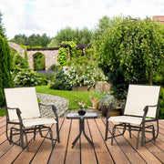 Outsunny - 3 Piece Patio Glider Set Outdoor Gliders with Breathable Mesh Seat, Glass Top Table for Garden, Yard, Cream White