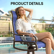 Outsunny - Patio Dining Chairs Set of 2, 360° Swivel Rocking Outdoor Chairs with Armrests, Breathable Mesh, Navy Blue