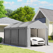 20' x 10' Portable Shed, Outdoor Storage Shed Tent with Roll-up Zipper Door and Removable Sidewalls, Light Grey