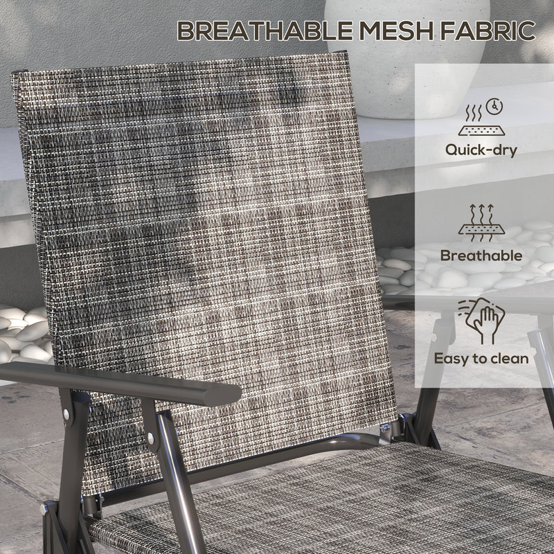 Outsunny - Outdoor 4 Pieces Patio Furniture Set, Garden Set with Two Foldable Armchairs, a Loveseat & Glass Top Table, Mixed Grey