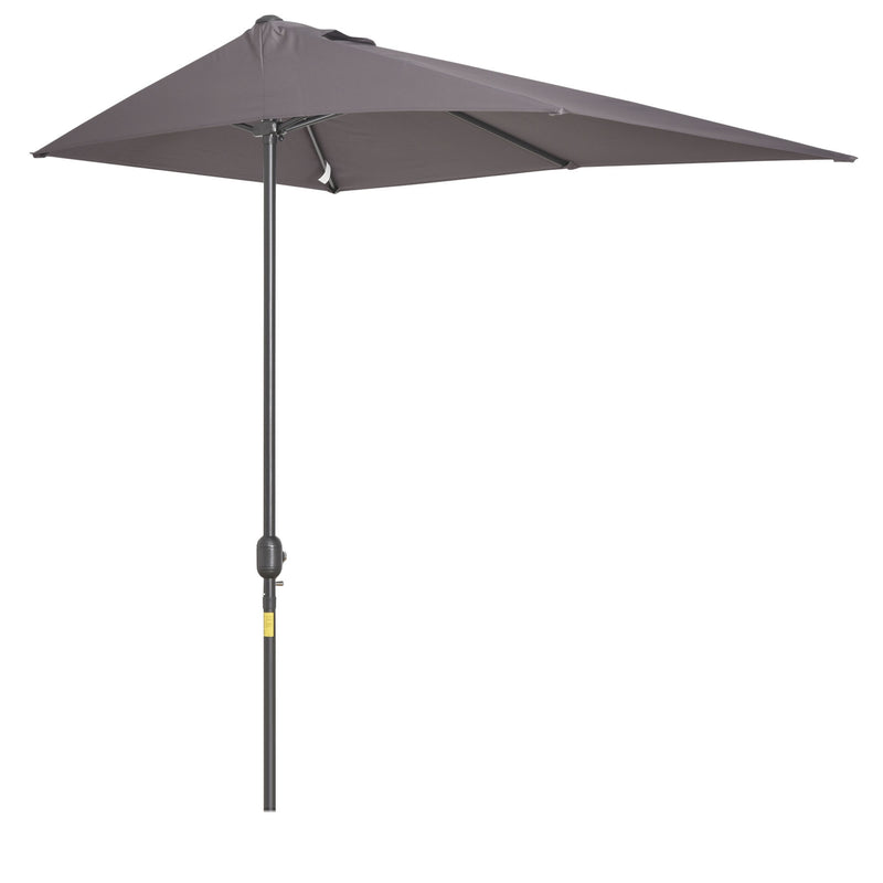 Outsunny - 8ft Half Round Umbrella Outdoor Balcony Parasol Patio Garden Outdoor Window Sun Shade w/ 5 Ribs — 84D-074GY
