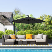 9.7ft Offset Patio Umbrella Garden Hanging Parasol Banana Cantilever Umbrella with Base, Crank, Black