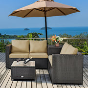 Costway - 4 Pieces Outdoor Patio Rattan Furniture Set with Cushioned Loveseat and Storage Box-Brown