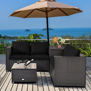 Costway - 4 Pieces Outdoor Patio Rattan Furniture Set with Loveseat and Storage Box-Black