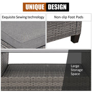 Costway - 4 Pieces Patio Rattan Furniture Set with Cushion and Table Shelf-Gray
