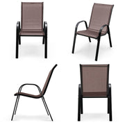 Costway - 4 Pieces Stackable Patio Dining Chairs Set with Armrest-Brown
