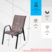 Costway - 4 Pieces Stackable Patio Dining Chairs Set with Armrest-Brown