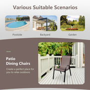 Costway - 4 Pieces Stackable Patio Dining Chairs Set with Armrest-Brown