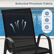 Costway - 4  Pieces Stackable Patio Dining Chairs Set with Armrest-Black