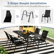 Costway - 4  Pieces Stackable Patio Dining Chairs Set with Armrest-Black