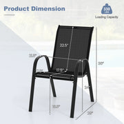 Costway - 4  Pieces Stackable Patio Dining Chairs Set with Armrest-Black