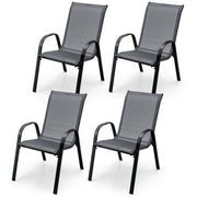 Costway - 4 Pieces Stackable Patio Dining Chairs Set with Armrest-Gray