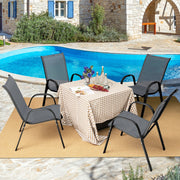 Costway - 4 Pieces Stackable Patio Dining Chairs Set with Armrest-Gray