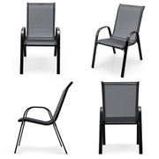 Costway - 4 Pieces Stackable Patio Dining Chairs Set with Armrest-Gray