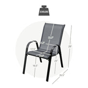 Costway - 4 Pieces Stackable Patio Dining Chairs Set with Armrest-Gray