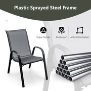 Costway - 4 Pieces Stackable Patio Dining Chairs Set with Armrest-Gray
