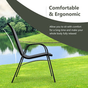 Costway - 4 Pieces Stackable Patio Dining Chairs Set with Armrest-Gray