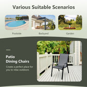Costway - 4 Pieces Stackable Patio Dining Chairs Set with Armrest-Gray