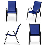 Costway - 4 Pieces Stackable Patio Dining Chairs Set with Armrest-Navy