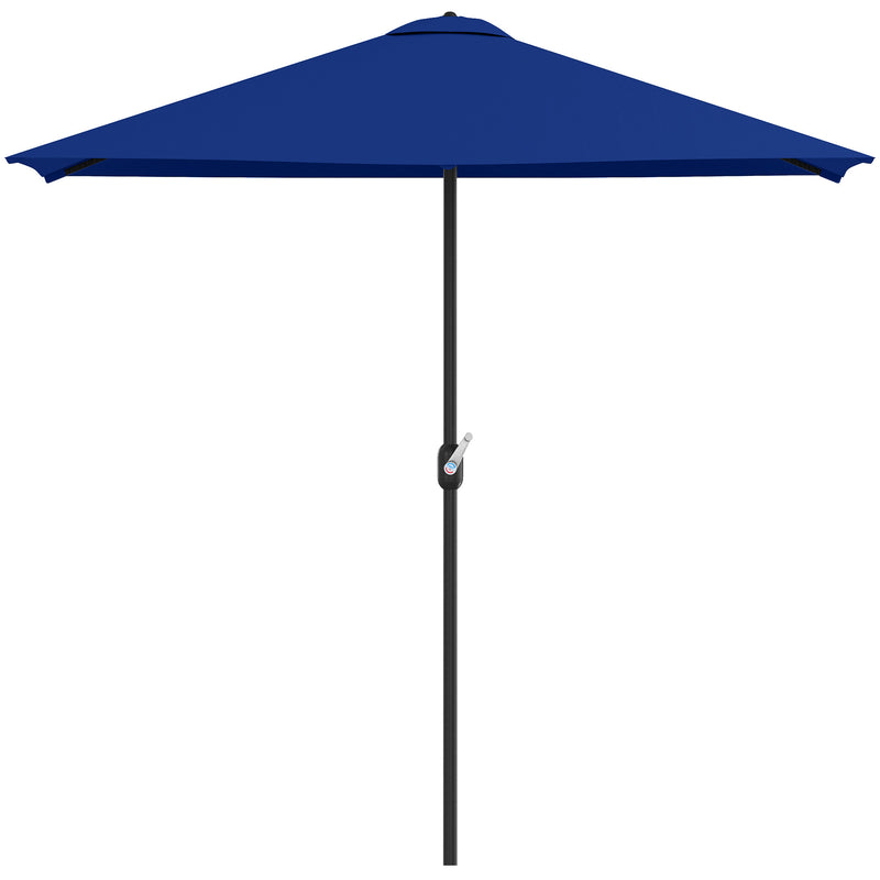 Outsunny - 8ft Half Round Umbrella Outdoor Balcony Parasol Patio Garden Outdoor Window Sun Shade w/ 5 Ribs, Dark Blue — 84D-074V00DB