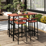 Outsunny - 5 Piece Patio Bar Set with 47" Bar Height Table and 4 Bar Stools, for Backyard, Balcony, Porch, Pool, Lawn, Brown