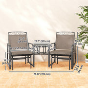 Outsunny - Outdoor Glider Bench with Coffee Table, Patio 2-Seat Rocking Chair Swing Loveseat with Breathable Sling for Backyard Garden Porch, Brown
