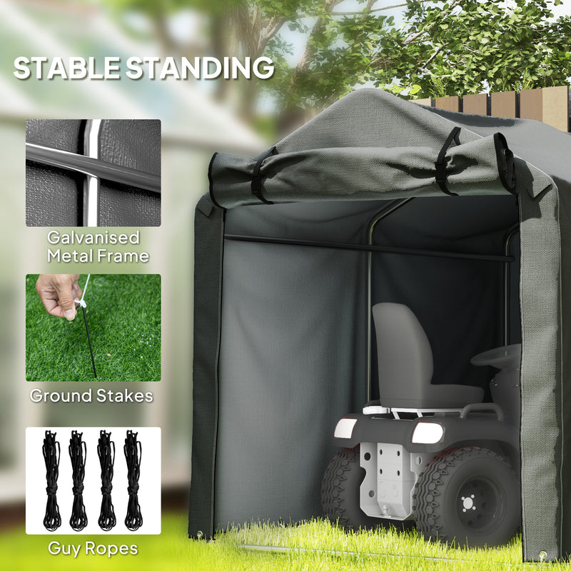 Outdoor Storage Shed, UV Resistant Bike Tent with Roll-up Zipper Door, Portable Shed for Bike, Motorcycle, Dark Grey