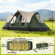 Outsunny - Camping Tent for 6 Man with 2000mm Waterproof Rainfly and Carry Bag for Fishing Hiking Festival, Dark Green