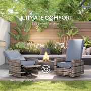 Outsunny - Outdoor Rattan Wicker Lounge Chair with Footrest & Soft Cushion for Patio, Garden, Backyard, Grey