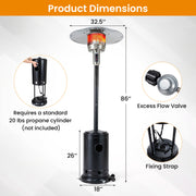 Costway - 50 000 BTU Patio Propane Gas Heater with Stainless Steel Burner-Black