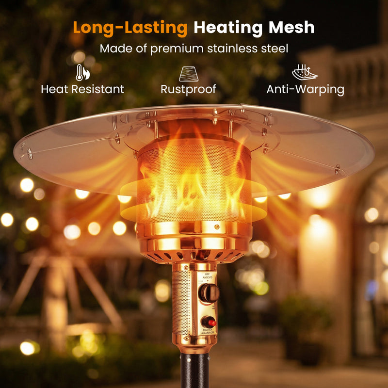Costway - 50 000 BTU Patio Propane Gas Heater with Stainless Steel Burner-Bronze