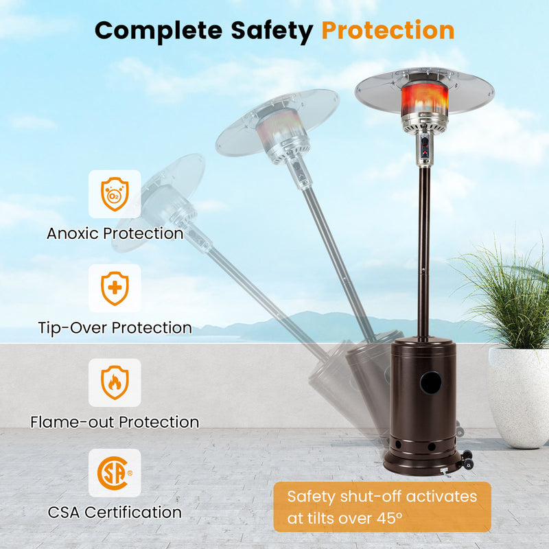 Costway - 50 000 BTU Patio Propane Gas Heater with Stainless Steel Burner-Bronze