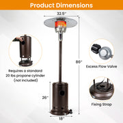 Costway - 50 000 BTU Patio Propane Gas Heater with Stainless Steel Burner-Bronze