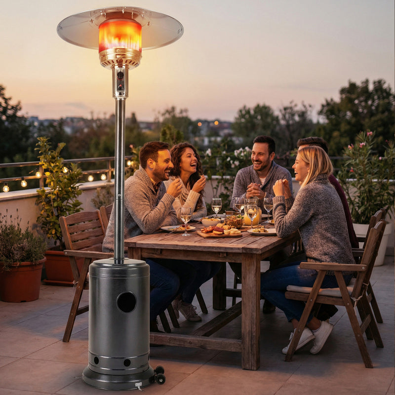 Costway - 50 000 BTU Patio Propane Gas Heater with Stainless Steel Burner-Gray