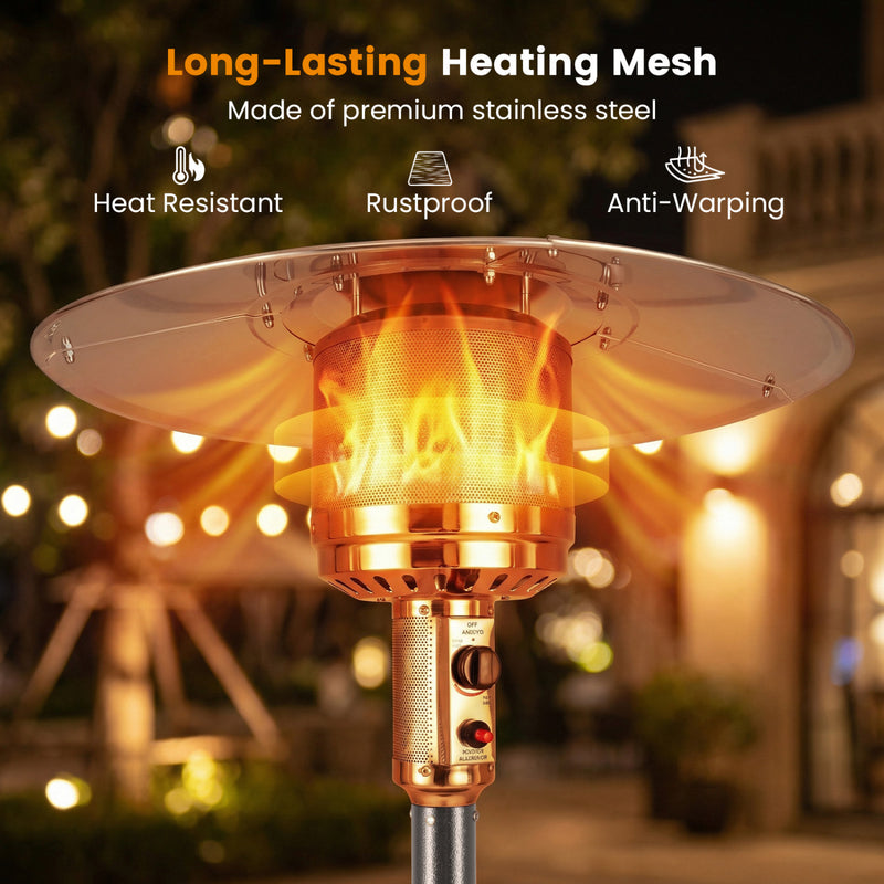 Costway - 50 000 BTU Patio Propane Gas Heater with Stainless Steel Burner-Gray