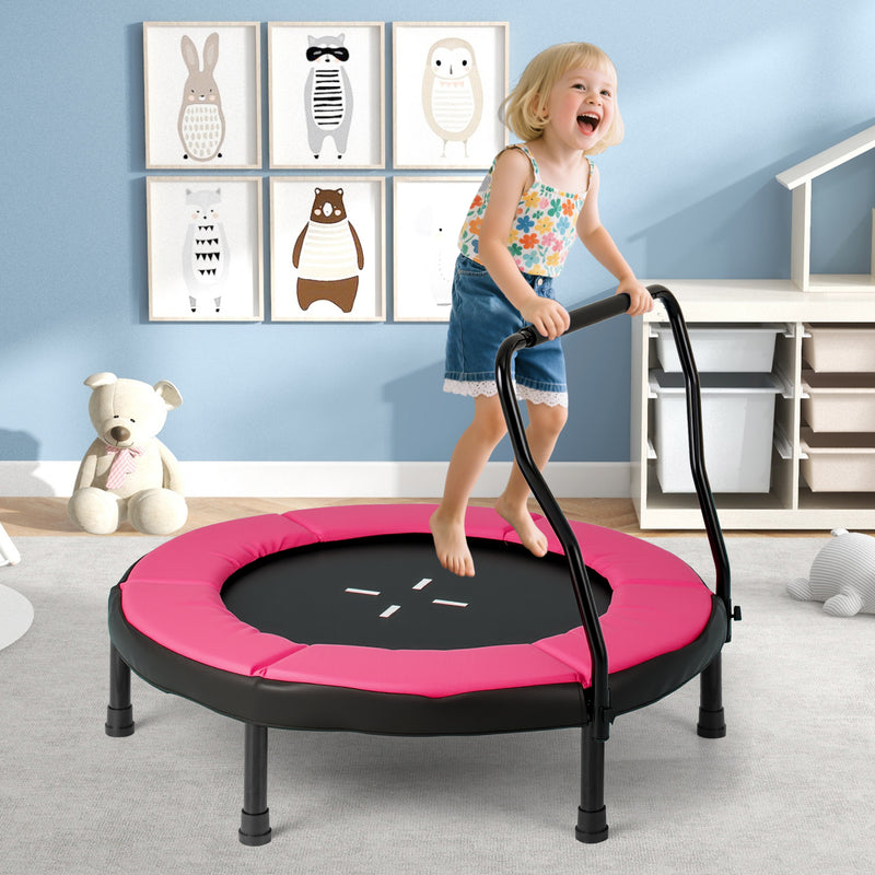 Costway - 40 Inch Trampoline for Kids Indoor Outdoor Fitness Trampoline-Pink